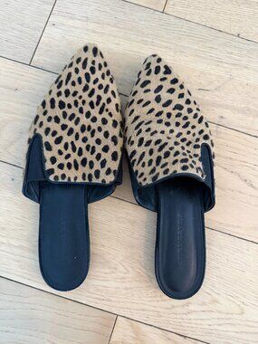 Jenni Kayne Pony Hair Leopard Mule Flats Size 9